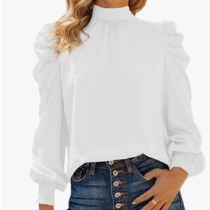 High Neck Puff Sleeved Blouse